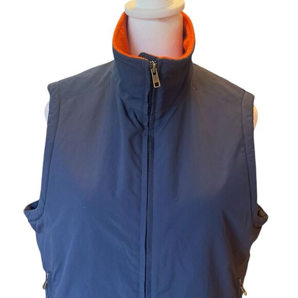LL Bean Vest Fleece Lined Navy and Orange Womens Size Medium - Picture 6 of 12